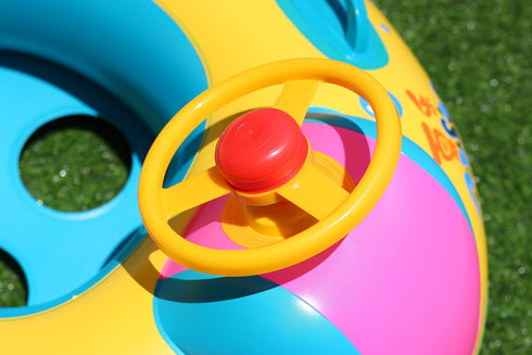 Swimming 6-36 Inflatable Baby Pool Floats with Removable Sun Protection Canopy, Toddler Floaties with Seat and Handle