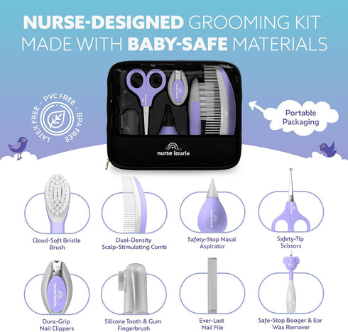 Store Baby Grooming Kit - Newborn Girl & Boy Infant Care - First Aid, Bath, Cradle Cap, Hygiene, Hair, Nail, Safety