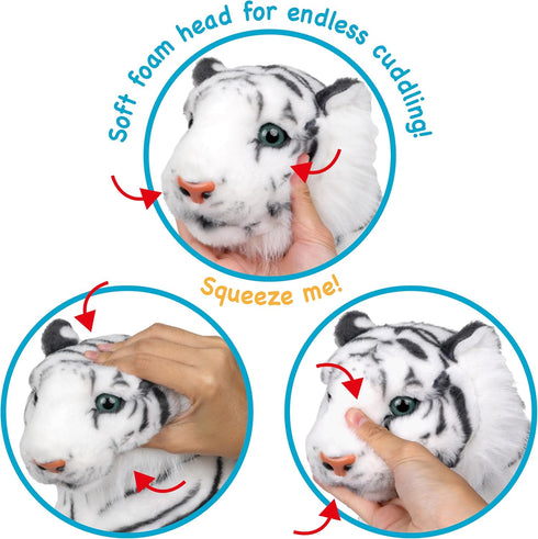 17 Inch TigerHart Saphed The White Tiger - Squeeze Me! - Stuffed Animal Plush