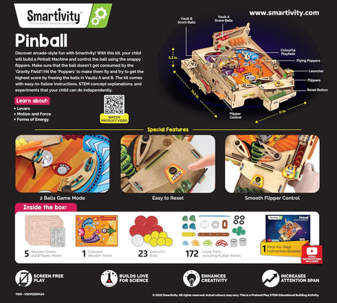 8-14 Smartivity DIY Pinball Machine for Kids Years Old | Global Award Winning Arcade Game | Build Your Own Pinball I