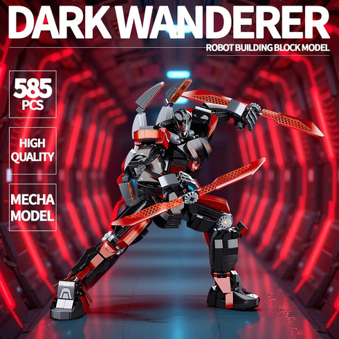 LQPFBSM Set 585 2 Black Wanderer Mech Building Pieces Dark Robot Action Figure with Weapon Modes Ronin Destroyer Model