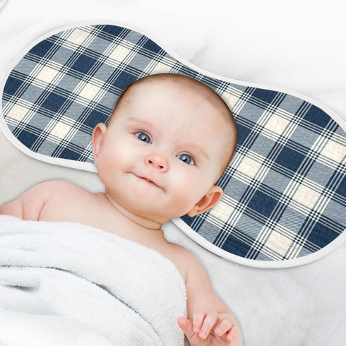 FLildon 1PC Muslin Burp Cloth for Baby Navy Plaid Super Absorbent Burping Cloths, Bibs for Newborn Boys Girls