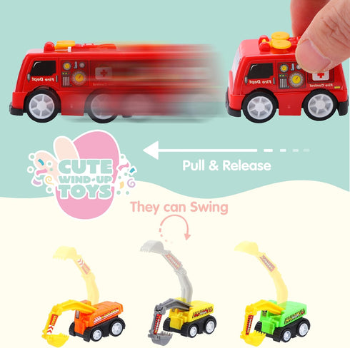 24 JOYIN Pcs Filled Easter Eggs with Pull Back Construction Cars, Prefilled Easter Egg with Vehicle for Kid Boys