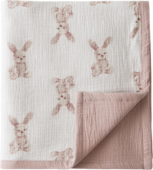 Little Jump 2 Layers Muslin Cotton Baby Blankets - Bunny Toddler Quilt