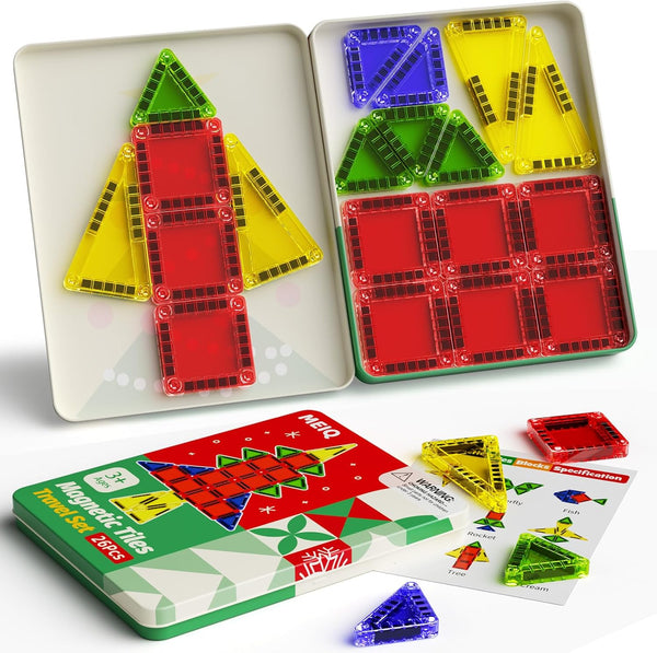 Travel Magnetic Tiles for Kids, 26 PCs Mini Magnetic Building Blocks with