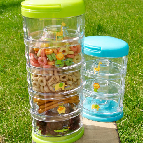 Innobaby Packin' Smart Stackable Storage System for Formula and Baby Snacks, 5 Stackable Cups in Blueberry Sorbet