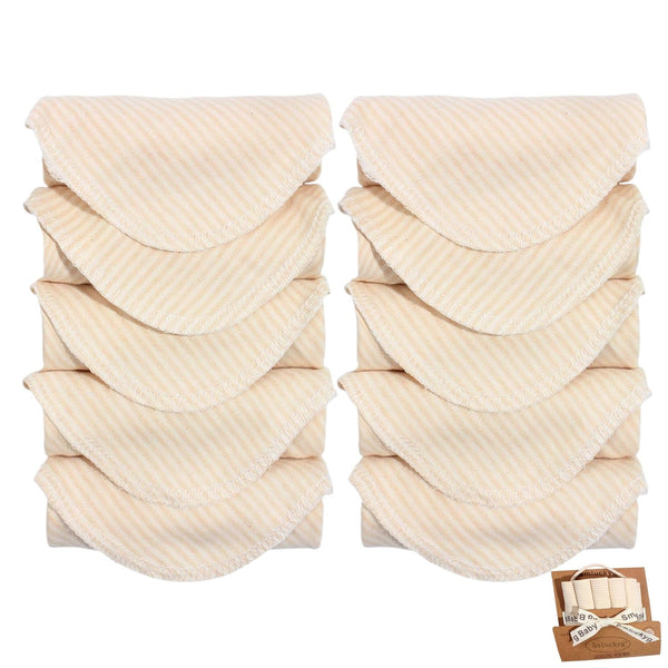 10-Pack Organic Cotton Baby Washcloths | Ultra-Soft Newborn Face Bath Towel -