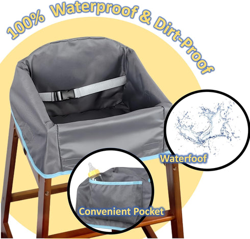 SANQOUYTT Reusable Waterproof High Chair Cover,for Wooden or Restaurant High Chair, Protect Against Messy Meals