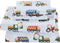 Fancy Linen Crib Sheet Set Flat Fitted and Pillow Case Set for Boys/Girls Multi