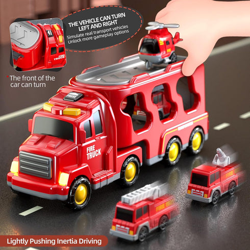 Beby Buty 5 1 3-5, 3 4 5 6 in Fire Truck Cars for Toddlers Boy Car Truck Toys with Light Sound, Birthday Gifts for Year