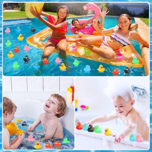 Zhanmai 300 Pcs Mini Rubber Ducks Set, Float Squeak Yellow Ducks in Bulk for Party Supplies and Bathtub Fun