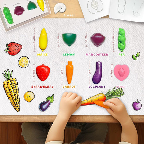 R&DLanci 8 Count, Toddler Crayons Non Toxic Washable Crayons for Toddlers, Unbreakable Easy-Grip Vegetable & Fruit
