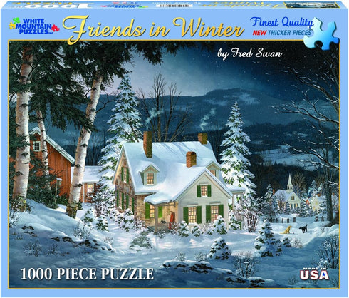 White Mountain Puzzles Friends in Winter - 1000 Piece Jigsaw Puzzle