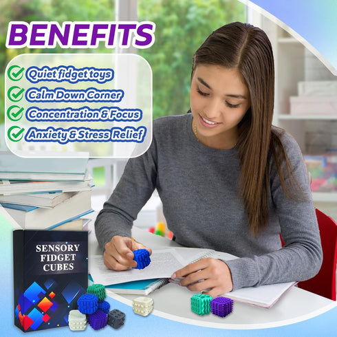 Fidget Cube Toys Adults Textured Silicone Sensory Worry Stones for Autism ADHD Kids Teen Mini Office Desk Quiet Fidgets