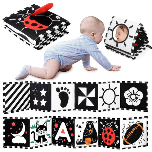 Black and White Baby Toys, High Contrast Newborn Sensory Toys for Brain Development, Infant Visual Stimulation