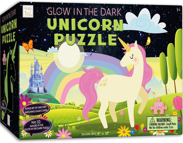 Hapinest 100 Piece Unicorn Puzzle Glow-in-The-Dark Puzzle for Kids Girls & Boys,