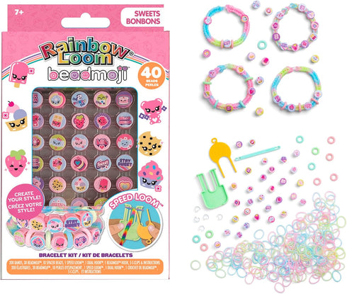 Rainbow Loom Beadmoji 4 Pack Bundle: Besties, Good Vibes, Sweets, Trendy - 4 Rubber Band DIY Charm Kits