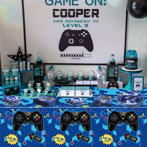 81 Pcs 8th Birthday Decorations for Boys, Level 8 Video Game Party Supplies, Serves 20