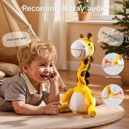 TUMAMA Dancing Talking Giraffe Toys, Mimicking Twisting Electronic Soft Plush Giraffe Toy with Record & Repeating What