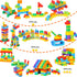 RAINBOW TOYFROG Building Blocks for Toddlers, 74 PCS Educational Development STEM Toys with Alphabet & Number Stickers,