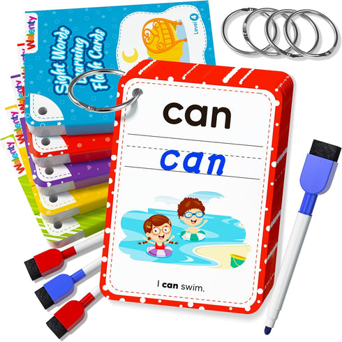 Kindergarten Sight Words Flash Cards, 250 Dolch Writing Reading Spelling Games for Preschool Learning Activities