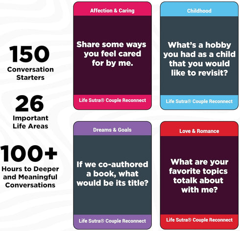 Life Sutra Couples Games, 150 Conversation Starters for Married Couples, Premium Gift for Wife or Husband