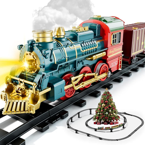 Garbo Star Train Set for Kids Ages 4-8,Smokes,Christmas Train Set with Smokes Lights and