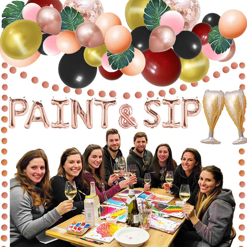 OhJeyina Paint And Sip Party Decorations, Paint And Sip Ideas Party Favors, Paint And Sip Kit for Adults, Paint And Sip