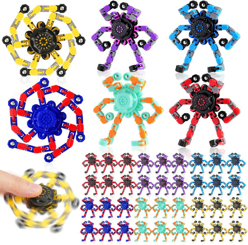 36PCS 8-12,Fingertip Transformable Fidget Spinners,Fidget Party Favors,Sensory Bulk Robot Fidget Stress Relief Toys