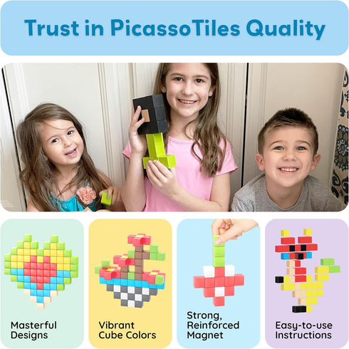 60pc Set 1 Inch 3D 3+ PMC60 PicassoTiles Magnetic Puzzle Cube Building Blocks STEM Construction Toy for Toddlers Kids
