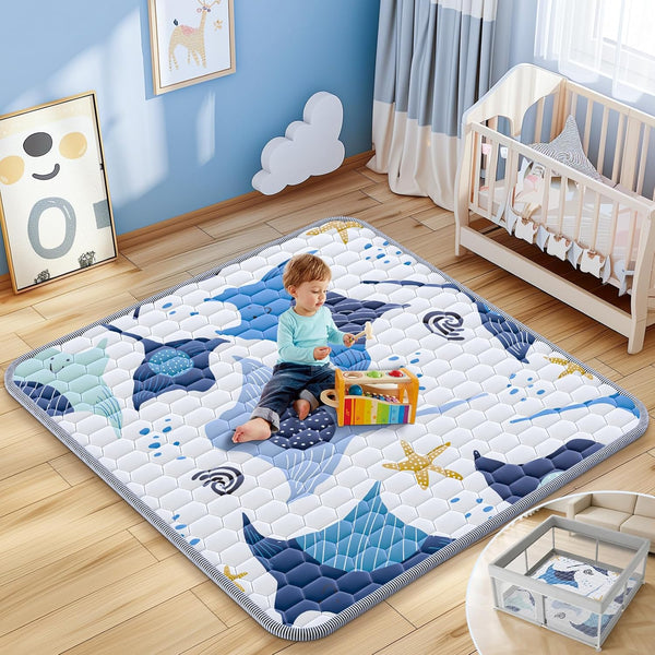 Omzer Baby Play Mat, 47x47 Inch Thick & Soft Playmat for Playpen,