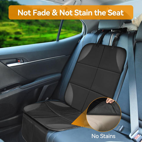 Musclez 600D 2 (Black-1pcs) Car Seat Protectors, Car Seat Covers Waterproof Fabric, Non-Slip Backing & Mesh Pockets
