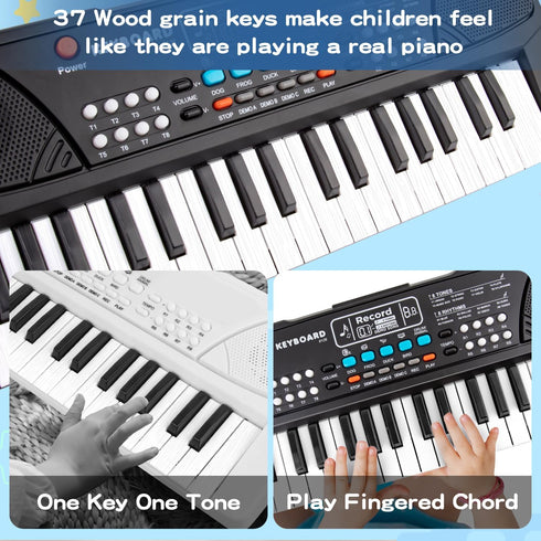 Kids 37 Keys Keyboard Piano for Beginners, Electronic Piano with Microphone Educational Musical Toys for Ages 3-6