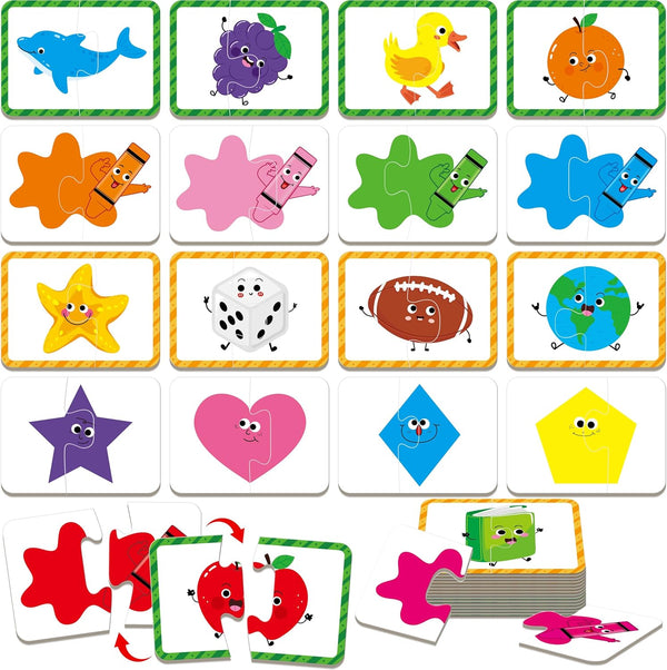 24 Set Color & Shape Puzzles, Self-Correcting Puzzle Matching Game Educational Hands-on