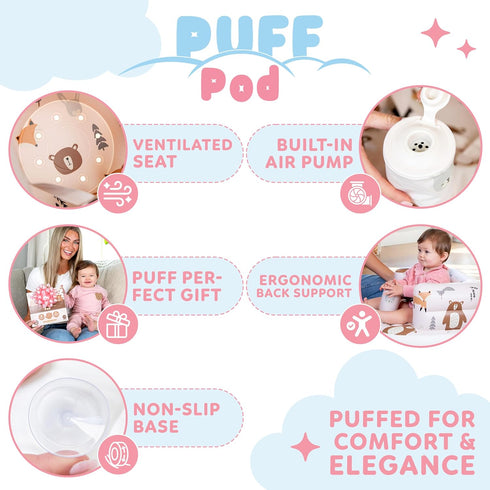 3-36 Inflatable Chair for Baby with Safety Harness, Built-in Pump & Non-Slip Base Infant Sit Up Seat for Months