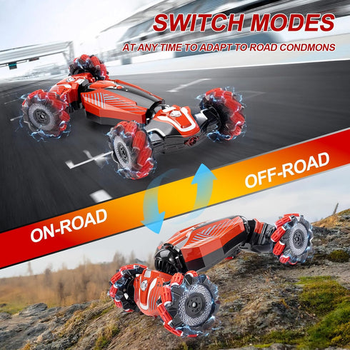 Gesture Sensing RC Stunt Car, 4WD Remote-Controlled Vehicle, Bidirectional Drifting Off-Road with Music & Lights