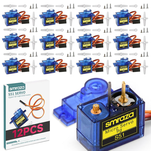 Smraza 12 Pcs SG90 9G Micro Servo Motor Kit (Metal Gear) for