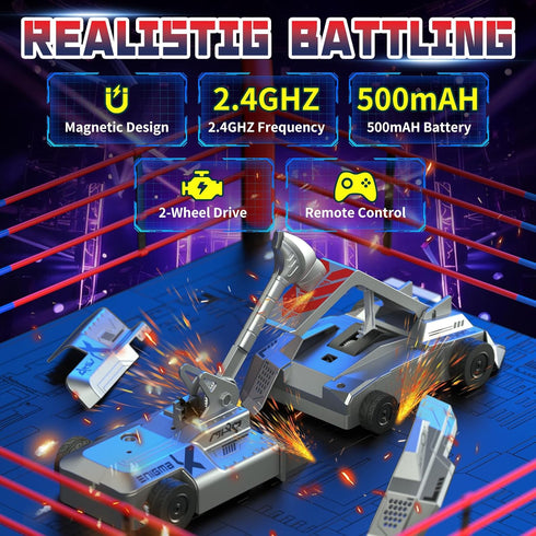 Cetuai 2-Player 2.4 Set 3+ Remote Control Battle Robots, RC Fighting Toys for Kids Wireless Fighting Robots STEM Toys