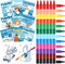 Funrous 24 Pcs Winter Christmas Coloring Books Bulk with 24 Stackable Crayons