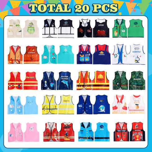20 Community Haysandy PCS Kids Dress Up Vest Helper Costumes Kids Role Play Career Cosplay Clothes for Toddlers Pretend