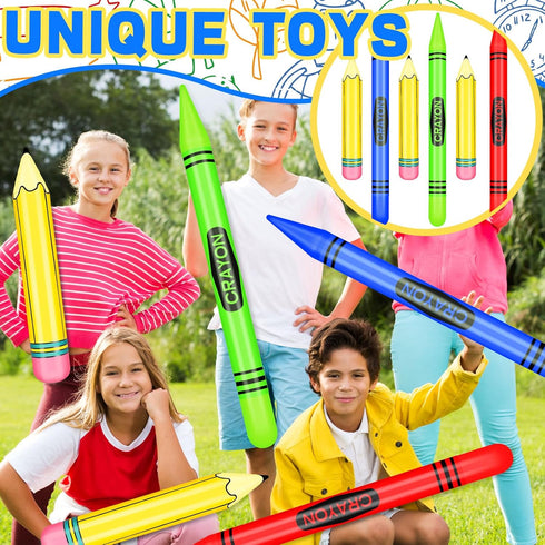 6 4 Pcs Giant Large Inflatable Crayons Hanging Neon Back to School Pencil Crayons Classroom Decoration for Back