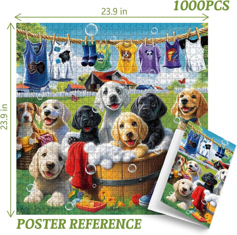 PICKFORU 1000 Dog Puzzles for Adults Pieces, Funny Animals Jigsaw Puzzles Golden Retriever, Difficult Puppy Puzzle as