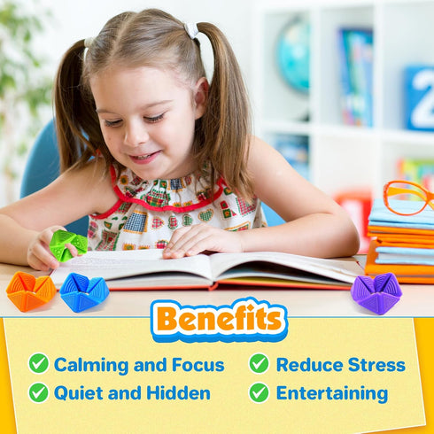 KLT Fidget Sensory Toys for Kids: Quiet Silicone Sensory Flip Cube with Textures - Calming Toys for Autism Kids Stress