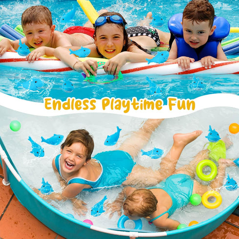 HFAYDZSW 100 Pcs Rubber Sharks for Kids, Blue Shark Bath Toys Cute Floating Squeaky Mini Rubber Sharks for Shower