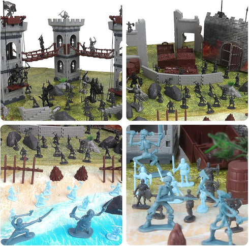 Yoyoom Set, playset Set Army Men Action Figures Toy Soldiers Medieval Castle Small Soldiers Military Toy, Plastic Army