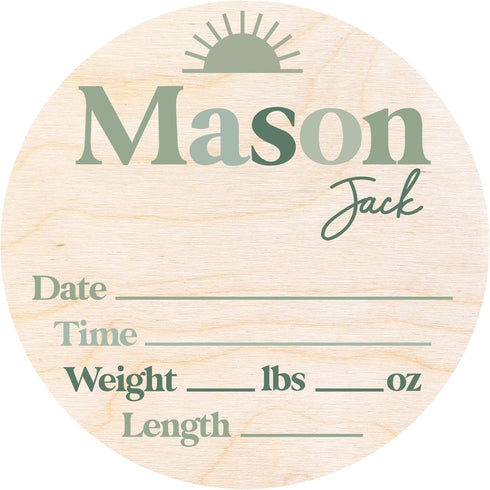 Birth Announcement Photo Prop - Baby Stat Plaque - Wooden Baby Birth