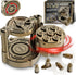 YNWML Metal Dice Set, 7 Piece Polyhedral Bullet Dice with Spinning Revolver Cylinder