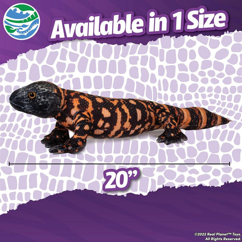 20" Gila Monster Stuffed Animal: Giant Black Dinosaur Plush Creature, Prehistoric Reptile Toy for Kids