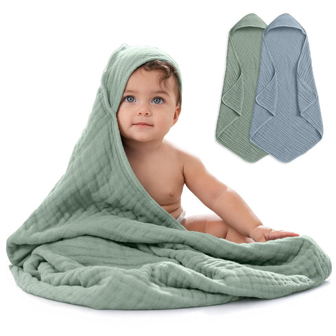 Comfy Cubs Hooded Baby Towel 2-Pack, Large 32 x 32 Inch -