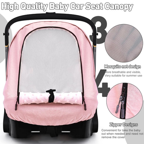 Coz(Pink) Waterproof Baby Car Seat Cover Compatible with Doona Car Seat and Stroller,Patented Windproof Car Seat Canopy
